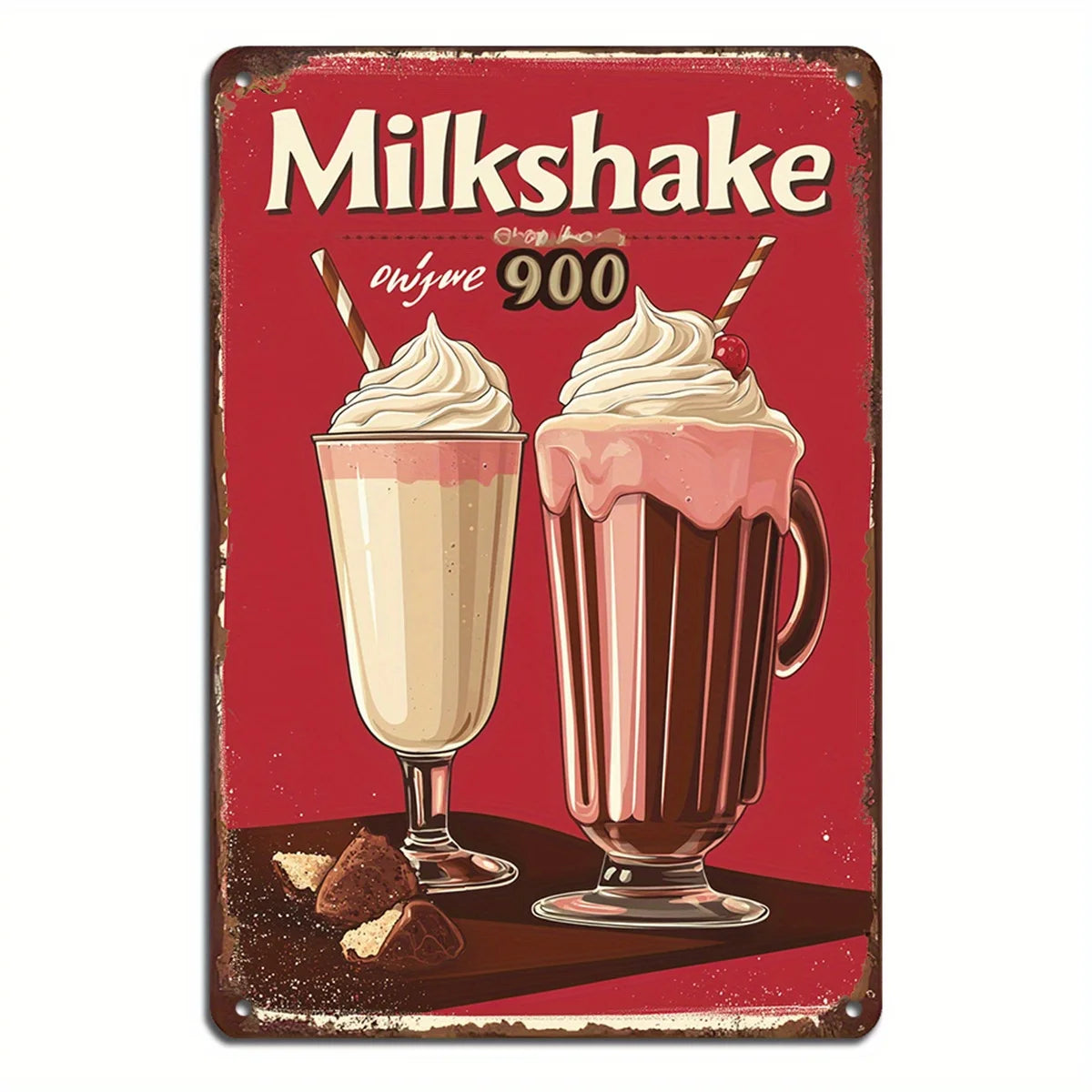 Retro Milkshake Iron Sign 8X12 Inches Retro Wall Art Suitable for Home Cafe and Library Decoration Durable Iron Structure