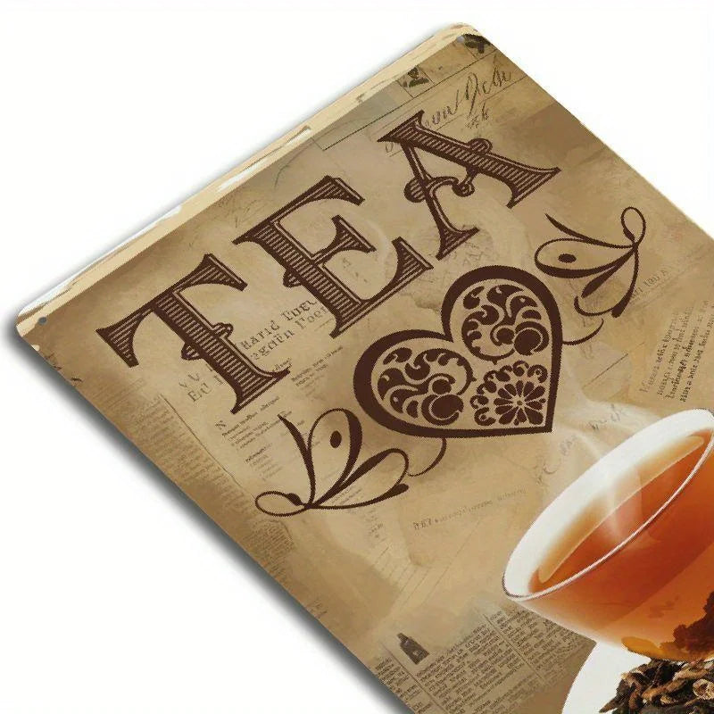 Charming Distressed Iron Sign 8X12 Inches Design Of "Tea Of Heart And Love" An Ideal Choice For Home  And Restaurant Decoration