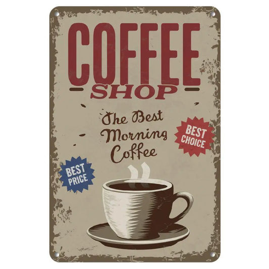 Vintage Rustic Tin Painting 8X12 Inches Coffee Shop Poster Template Suitable For Living Room Decoration And Restaurants