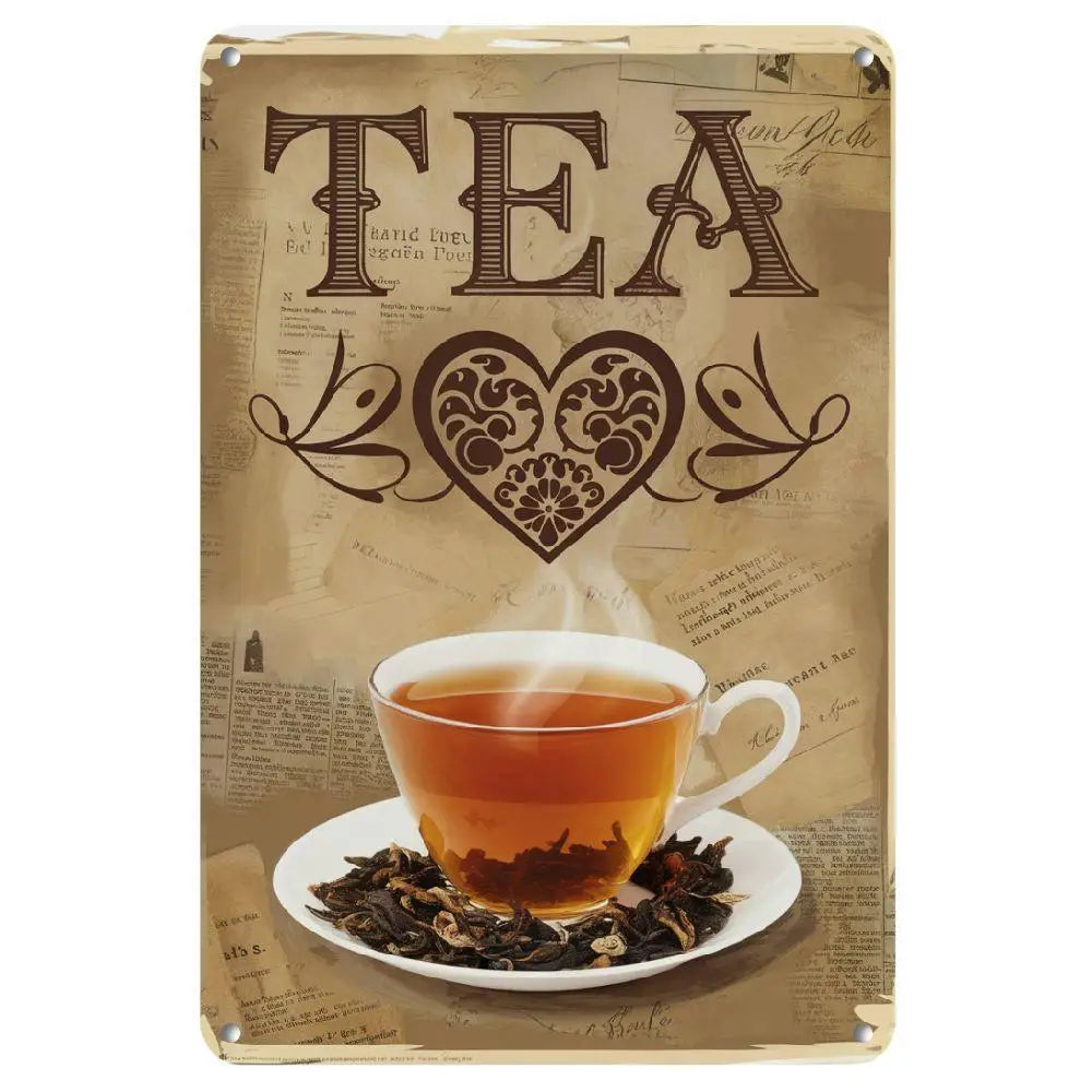 Charming Distressed Iron Sign 8X12 Inches Design Of "Tea Of Heart And Love" An Ideal Choice For Home  And Restaurant Decoration