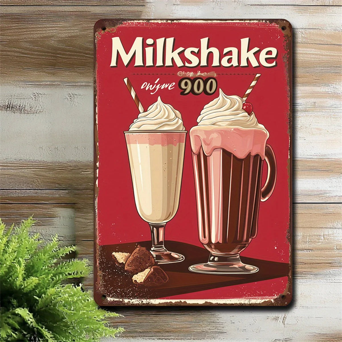 Retro Milkshake Iron Sign 8X12 Inches Retro Wall Art Suitable for Home Cafe and Library Decoration Durable Iron Structure