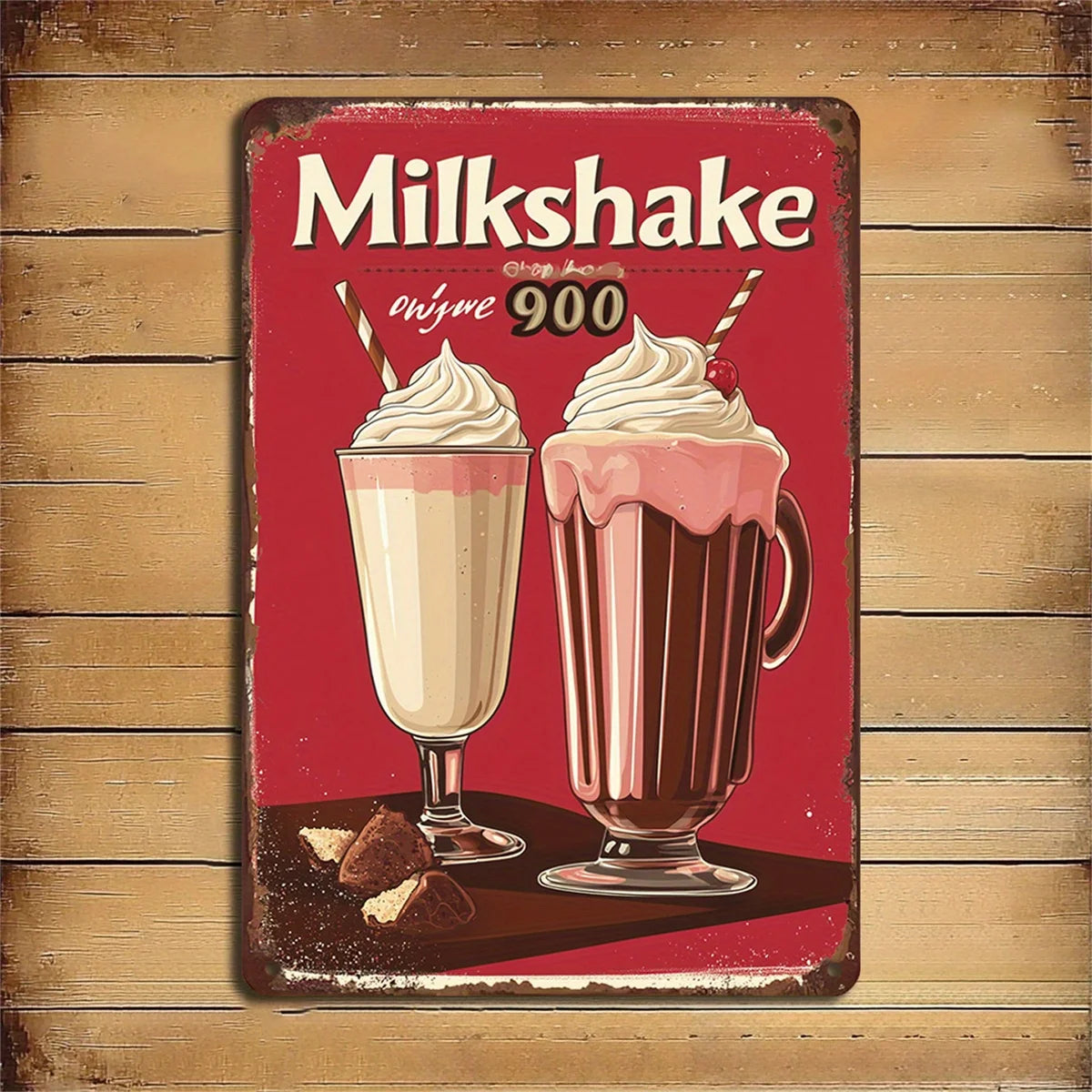 Retro Milkshake Iron Sign 8X12 Inches Retro Wall Art Suitable for Home Cafe and Library Decoration Durable Iron Structure