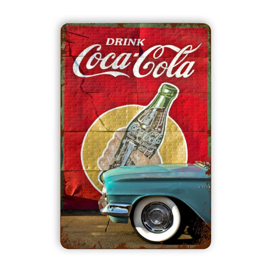 Vintage Drink Tin Signs, Coke Tin Sign Retro Wall Art Plaque Decoration Mural Funny Gifts for Coffee Bar Kitchen Laund