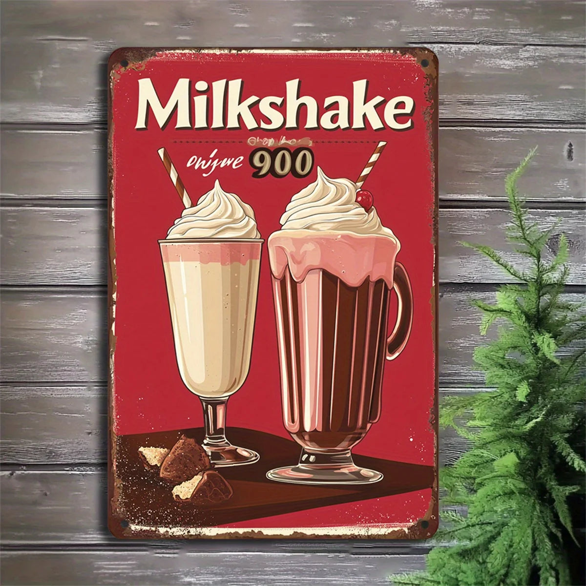 Retro Milkshake Iron Sign 8X12 Inches Retro Wall Art Suitable for Home Cafe and Library Decoration Durable Iron Structure