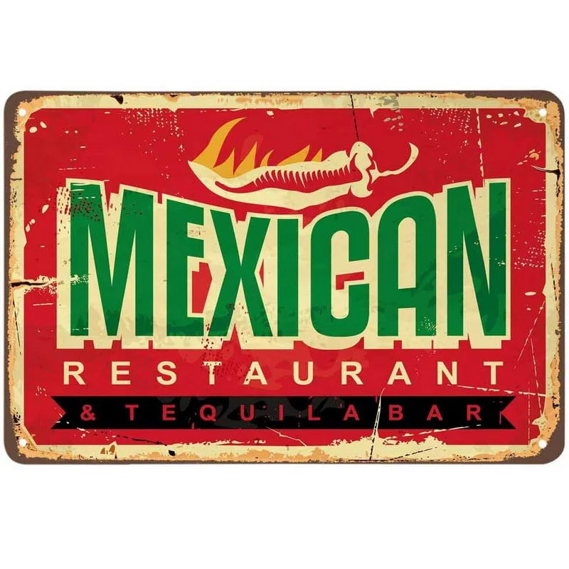 Tacos Pizza Cake Cola Foods Drinking Metal Tin Signs Posters Plate Wall Decor for Restaurant Bars Cafe Clubs Retro Poster Plaque